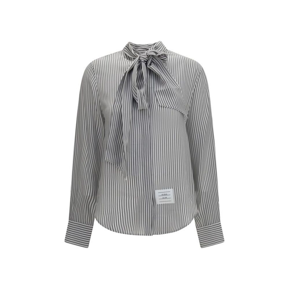 Thom Browne Women Striped Silk Shirt With Removable Collar